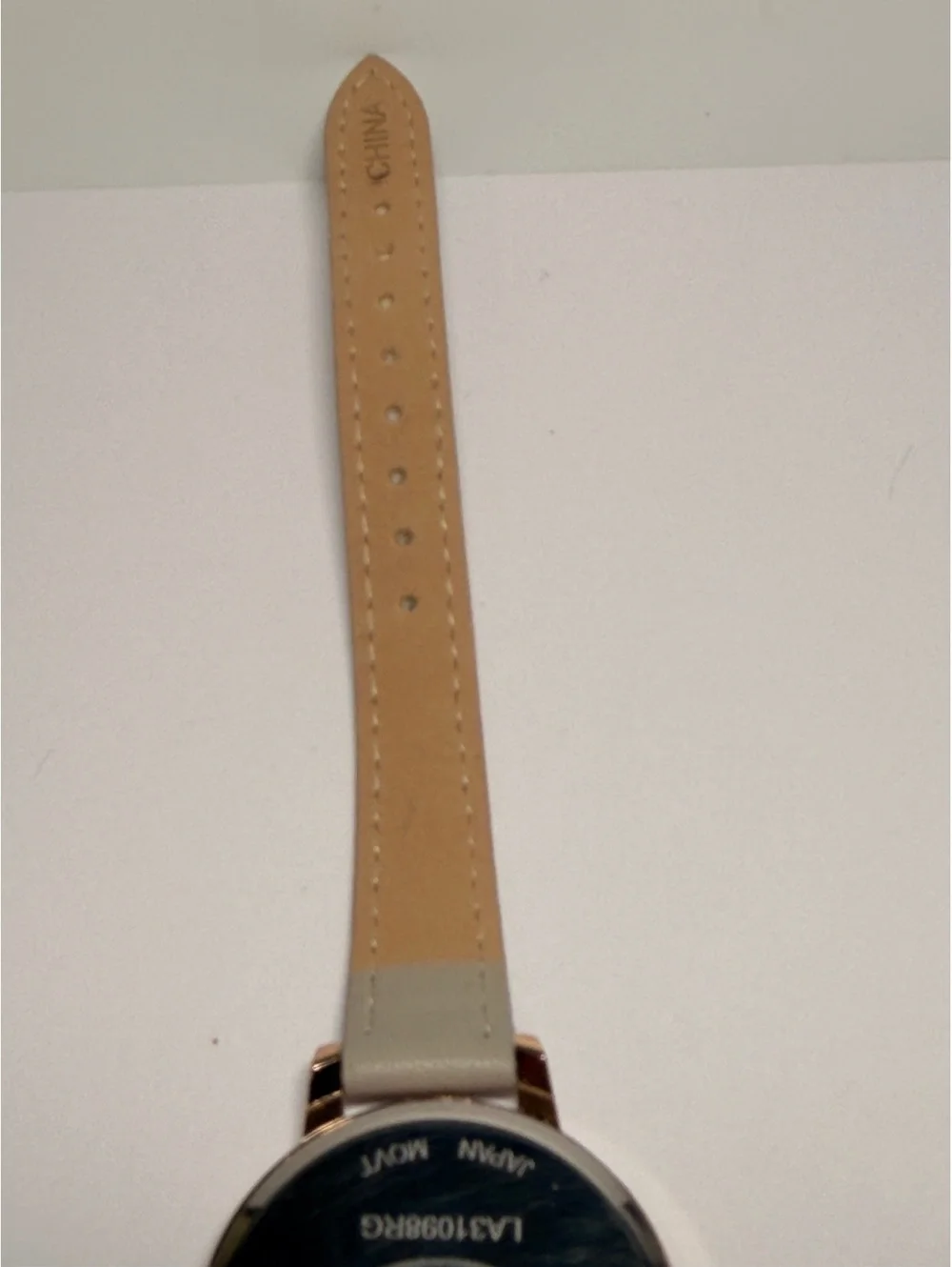 Laura Ashley Women's Floral Dial Watch Rose Gold with Beige Leather Strap